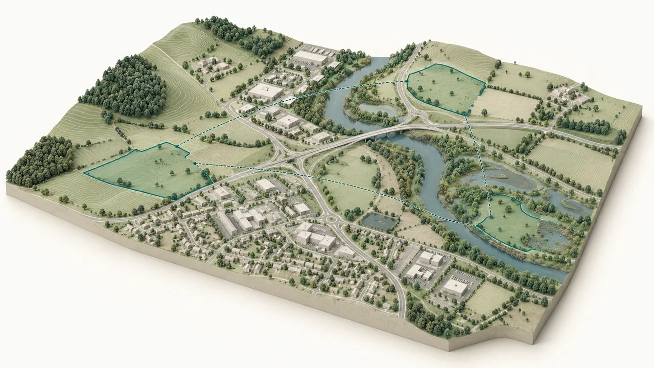 Conceptual illustration of Location & Portfolio Intelligence; not a measured analytical result.