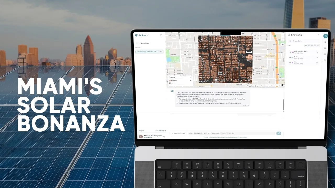 Video thumbnail: Mapping Rooftop Solar Potential with Natural Language | GriidAI Workflow
